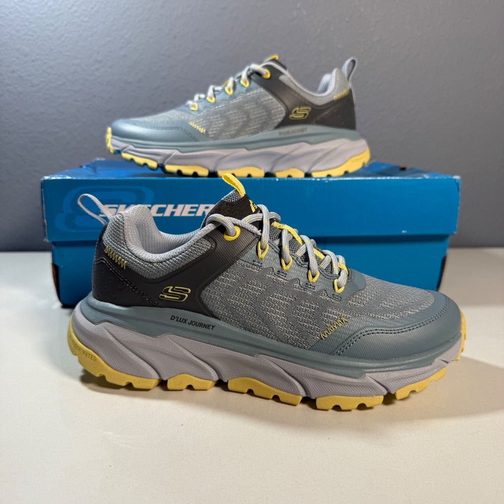 Skechers D'Lux Journey Sneaker Women 5 Grey Yellow Trail Sport 180167